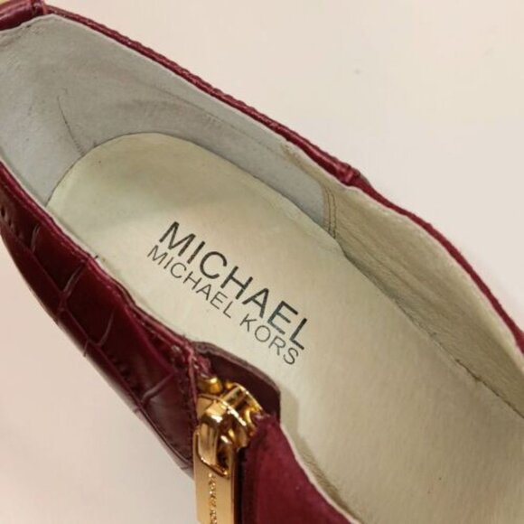 Michael Kors Merlot Sammy Bootie Size 7M Suede Leather High Heel Side Zip NEW - Picture 9 of 15